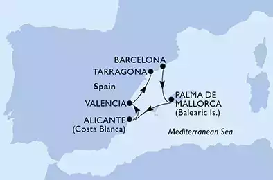Barcelona,Palma de Mallorca,Alicante,Valencia,Tarragona