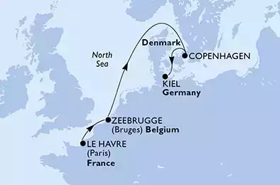 Le Havre,Zeebrugge,Copenhagen,Kiel
