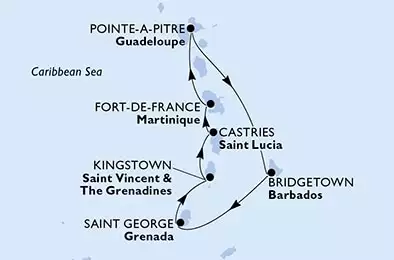 Martinica, Guadalupe, Barbados, Grenada, Saint Vincent & The Grenadines, Saint Lucia