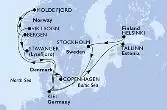 Copenhagen,Tallinn,Helsinki,Stockholm,Kiel,Vik i Sogn,Molde Fjord,Bergen,Stavanger,Kiel,Copenhagen