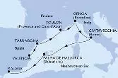 Valencia,Tarragona,Toulon,Genoa,Civitavecchia,Palma de Mallorca,Malaga