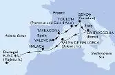 Valencia,Tarragona,Toulon,Genoa,Civitavecchia,Palma de Mallorca,Malaga,Funchal