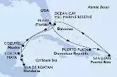 Miami,Puerto Plata,San Juan,Ocean Cay,Miami,Costa Maya,Isla de Roatan,Cozumel,Ocean Cay,Miami