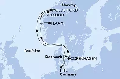 MSC EURIBIA - Itinerario di 7 notti partendo da COPENHAGEN, DENMARK il 25/08/2024 - Danimarca, Norvegia, Germania
