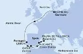 Hamburg,Lisbon,Cadiz,Alicante,Palma de Mallorca