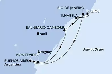 MSC MUSICA - Itinerario di 9 notti partendo da BUENOS AIRES, ARGENTINA il 18/02/2024 - Argentina, Uruguay, Brasile