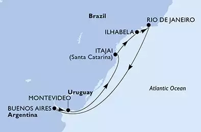 MSC MUSICA - Itinerario di 8 notti partendo da BUENOS AIRES, ARGENTINA il 15/03/2024 - Argentina, Uruguay, Brasile
