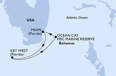 MSC MAGNIFICA - Itinerario di 3 notti partendo da MIAMI, UNITED STATES il 13/09/2024 - Miami,Key West,Ocean Cay,Miami