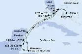 Miami,Cozumel,Isla de Roatan,Belize City,Costa Maya,Miami,Key West,Nassau,Miami