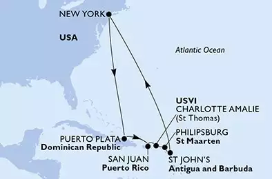 USA, Repubblica Dominicana, Porto Rico, Isole Vergini (USA), Antille Olandesi, Antigua-Barbuda