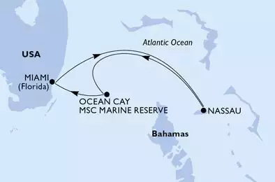 MSC DIVINA - Itinerario di 3 notti partendo da MIAMI, UNITED STATES il 13/12/2024 - Miami,Nassau,Ocean Cay,Miami