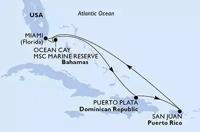 MSC SEASCAPE - Itinerario di 7 notti partendo da MIAMI, UNITED STATES il 01/02/2025 - Miami,Puerto Plata,San Juan,Ocean Cay,Miami
