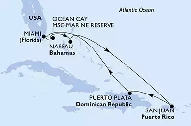 MSC SEASIDE - Itinerario di 7 notti partendo da MIAMI, UNITED STATES il 01/12/2024 - Miami,Ocean Cay,Nassau,San Juan,Puerto Plata,Miami
