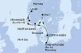 Copenhagen,Warnemunde,Stavanger,Ulvik,Kristiansand,Oslo,Copenhagen