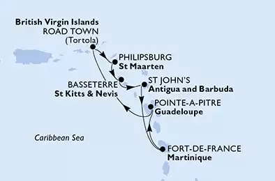 MSC VIRTUOSA - Itinerario di 7 notti partendo da FORT DE FRANCE, MARTINIQUE il 14/12/2024 - Fort de France,Pointe-a-Pitre,Road Town,Philipsburg,Basseterre,St John s,Fort de France