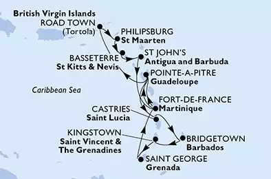 MSC VIRTUOSA - Itinerario di 14 notti partendo da FORT DE FRANCE, MARTINIQUE il 23/11/2024 - Fort de France,Pointe-a-Pitre,Castries,Bridgetown,Kingstown,Saint George,Fort de France,Pointe-a-Pitre,Road Town,Philipsburg,Basseterre,St John s,Fort de France