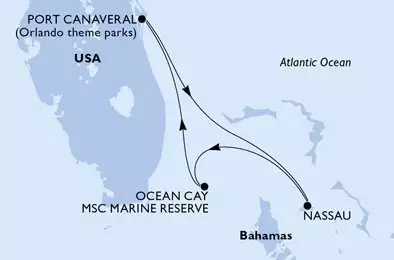 MSC SEASHORE - Itinerario di 3 notti partendo da PORT CANAVERAL (ORLANDO),  STATI UNITI il 22/05/2025 - Port Canaveral,Nassau,Ocean Cay,Port Canaveral