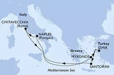 MSC DIVINA - Itinerario di 7 notti partendo da CIVITAVECCHIA il 19/07/2024 - Italia, Grecia, Turchia