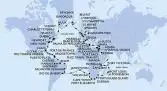 Italia, Francia, Spagna, Malta, Cipro, Israele, Egitto, Giordania, Arabia Saudita, Kenya, Repubblica Unita di Tanzania, Seychelles, Mauritius, Réunion, Mozambico, Sudafrica, Namibia, Sant'Elena, Brasile, Barbados, Saint Lucia, Martinica, Repubblica Dominicana, Bahamas, USA, Canada, Groenlandia, Islanda, Regno Unito, Olanda, Germania
