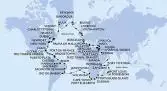 Spagna, Italia, Malta, Cipro, Israele, Egitto, Giordania, Arabia Saudita, Kenya, Repubblica Unita di Tanzania, Seychelles, Mauritius, Réunion, Mozambico, Sudafrica, Namibia, Sant'Elena, Brasile, Barbados, Saint Lucia, Martinica, Repubblica Dominicana, Bahamas, USA, Canada, Groenlandia, Islanda, Regno Unito