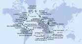 Italia, Francia, Spagna, Malta, Cipro, Israele, Egitto, Giordania, Arabia Saudita, Kenya, Repubblica Unita di Tanzania, Seychelles, Mauritius, Réunion, Mozambico, Sudafrica, Namibia, Sant'Elena, Brasile, Barbados, Saint Lucia, Martinica, Repubblica Dominicana, Bahamas, USA, Canada, Groenlandia, Islanda, Regno Unito