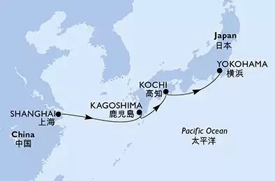 MSC BELLISSIMA - Itinerario di 5 notti partendo da SHANGHAI,  CINA il 24/04/2024 - Shanghai,Kagoshima,Kochi,Yokohama