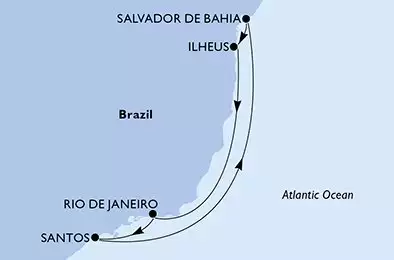 Santos (Sao Paolo), Salvador da Bahia, Ilheus, Rio de Janeiro, Santos (Sao Paolo)