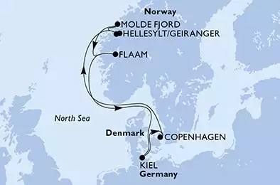 MSC EURIBIA - Itinerario di 7 notti partendo da KIEL, GERMANY il 13/09/2025 - Germania, Danimarca, Norvegia