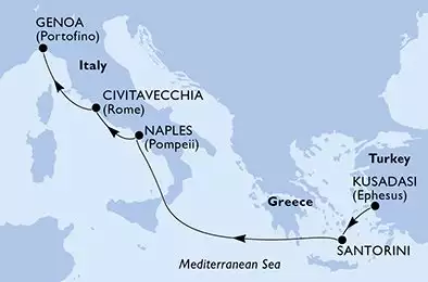 MSC DIVINA - Itinerario di 5 notti partendo da KUSADASI, TURKEY il 13/10/2025 - Kusadasi,Santorini,Naples,Civitavecchia,Genoa