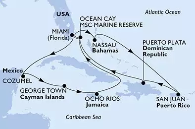 USA, Bahamas, Porto Rico, Repubblica Dominicana, Messico, Isole Cayman, Giamaica