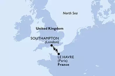 MSC VIRTUOSA - Itinerario di 2 notti partendo da SOUTHAMPTON, UNITED KINGDOM il 24/05/2025 - Regno Unito, Francia