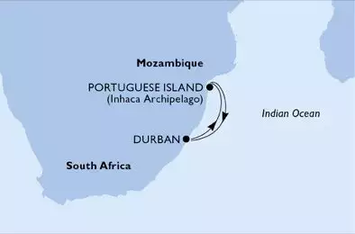 MSC MUSICA - Itinerario di 3 notti partendo da DURBAN, SOUTH AFRICA il 07/02/2025 - Sudafrica, Mozambico