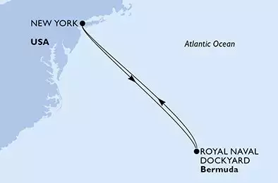 MSC MERAVIGLIA - Itinerario di 6 notti partendo da NEW YORK, UNITED STATES il 27/04/2025 - New York,Royal Naval Dockyard,New York