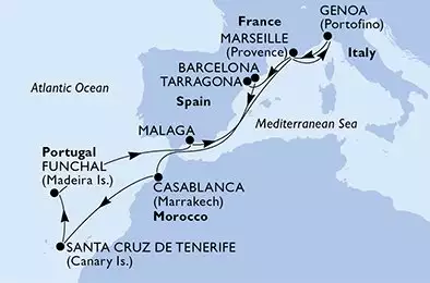 MSC POESIA - Itinerario di 12 notti partendo da BARCELONA, SPAIN il 03/11/2024 - Spagna, Marocco, Portogallo, Francia, Italia