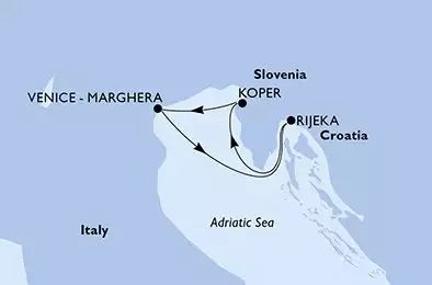 MSC OPERA - Itinerario di 3 notti partendo da VENEZIA il 03/04/2025 - Venice-Marghera,Rijeka,Koper,Venice-Marghera