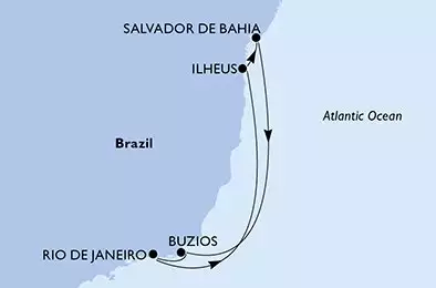 Rio de Janeiro, Ilheus, Salvador da Bahia, Buzios, Rio de Janeiro