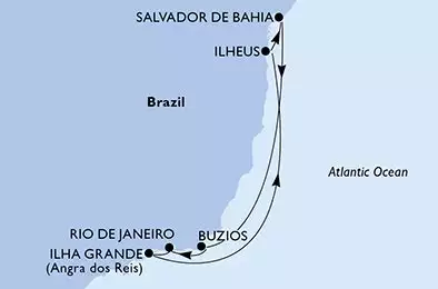 Rio de Janeiro, Ilha Grande, Ilheus, Salvador da Bahia, Buzios, Rio de Janeiro