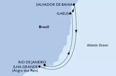 Rio de Janeiro, Ilheus, Salvador da Bahia, Ilha Grande, Rio de Janeiro