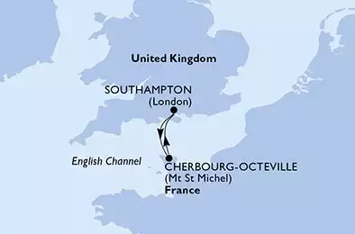 MSC VIRTUOSA - Itinerario di 2 notti partendo da SOUTHAMPTON, UNITED KINGDOM il 02/05/2026 - Southampton,Cherbourg,Southampton