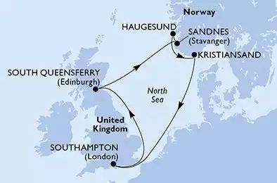 Southampton,South Queensferry,Sandnes,Haugesund,Kristiansand,Southampton