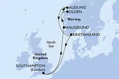 Southampton,Haugesund,Olden,Alesund,Kristiansand,Southampton