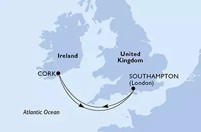 MSC VIRTUOSA - Itinerario di 4 notti partendo da SOUTHAMPTON, UNITED KINGDOM il 15/10/2026 - Southampton,Cork,Southampton