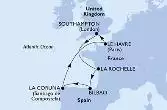 Southampton,La Rochelle,Bilbao,La Coruna,Le Havre,Southampton