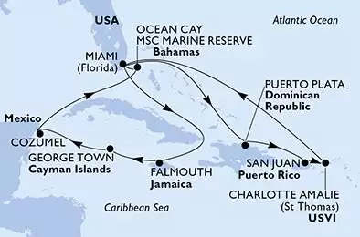 USA, Repubblica Dominicana, Porto Rico, Isole Vergini (USA), Giamaica, Isole Cayman, Messico, Bahamas