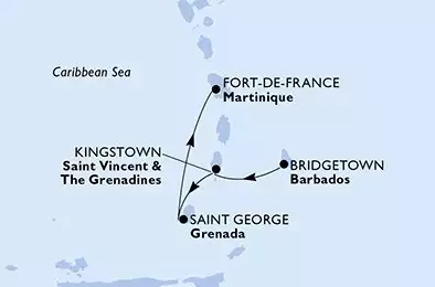 MSC VIRTUOSA - Itinerario di 4 notti partendo da BRIDGETOWN, BARBADOS il 26/11/2024 - Bridgetown,Kingstown,Saint George,Fort de France