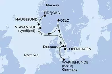 MSC POESIA - Itinerario di 7 notti partendo da WARNEMÜNDE, GERMANIA il 18/09/2025 - Germania, Norvegia, Danimarca