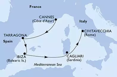 MSC MUSICA - Itinerario di 5 notti partendo da CANNES, FRANCE il 30/10/2024 - Francia, Spagna, Italia