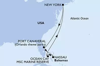 MSC MERAVIGLIA - Itinerario di 7 notti partendo da NEW YORK, UNITED STATES il 28/07/2024 - USA, Bahamas