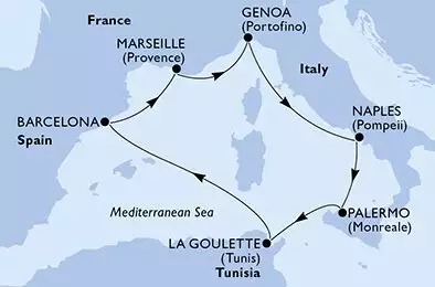 Italia, Tunisia, Spagna, Francia