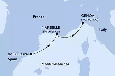 MSC FANTASIA - Itinerario di 2 notti partendo da BARCELONA, SPAIN il 19/04/2025 - Spagna, Francia, Italia
